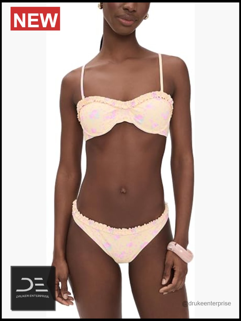 Women's Bikini Set With Padded Underwire Cups And Ruffled Trim